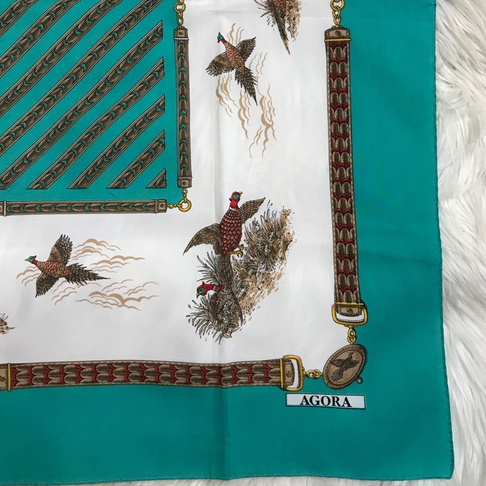 Turquoise Blue Agora Parisc Printed Square Scarf